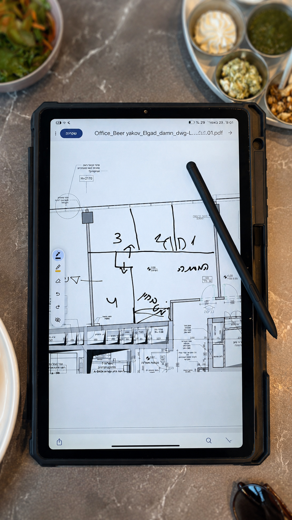 Layout and refine — marked-up plan