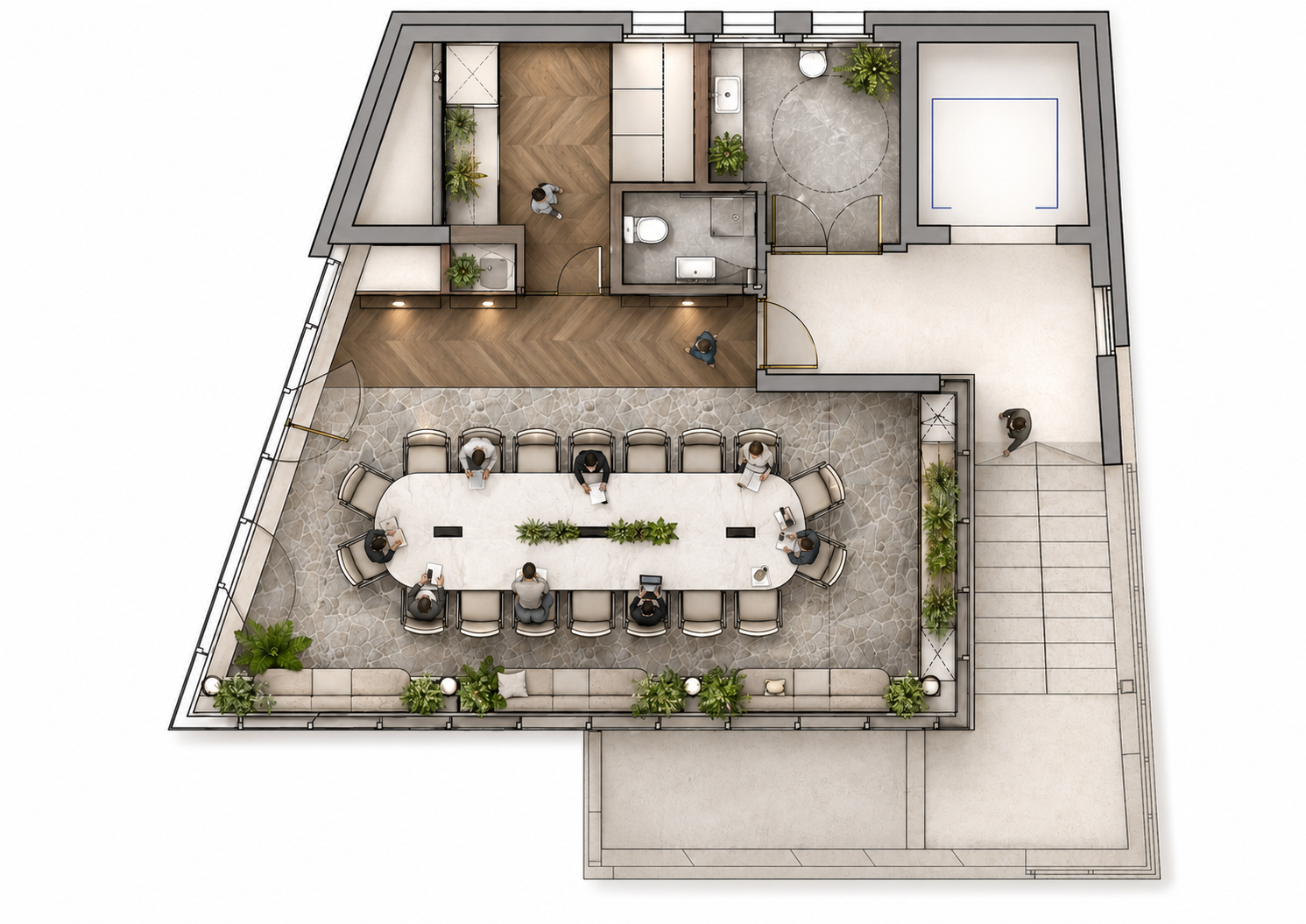 Layout and refine — furnished plan